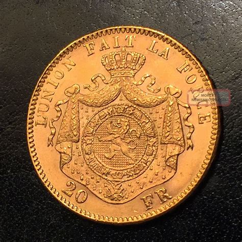 Belgium 1875 20 Francs Gold Leopold Ii Brilliant Uncirculated