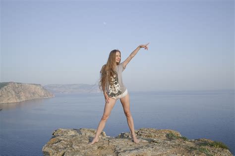 Wallpaper Sunlight Model Sea Bay Rock Shore Sand Beach Dress Coast Cliff Milena D