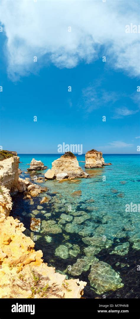 Picturesque Seascape With White Rocky Cliffs Sea Bay Islets And