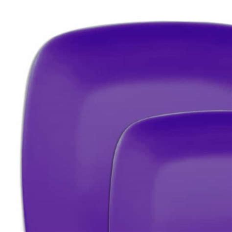 Purple Flat Rounded Square Disposable Plastic Dinnerware Value Set