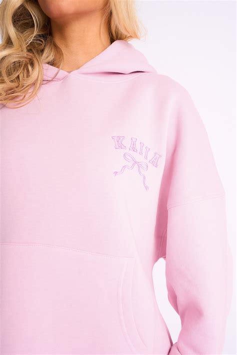 Kaiia Bow Logo Oversized Hoodie Baby Pink | Kaiia