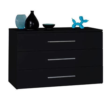 Commode 3 Tiroirs First Noire Noir Brillant