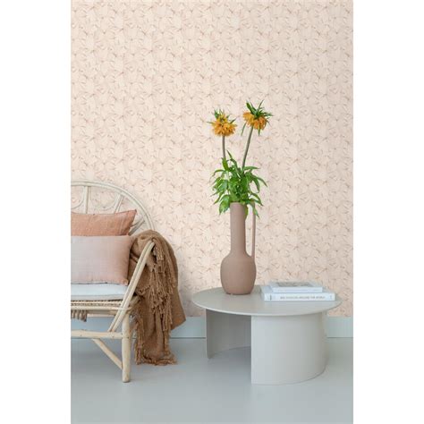 Estahome Behang Getekende Bladeren Zand Beige X Cm