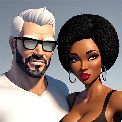 White Strong Boy With Ebony Girl Cartoon 3D Arthub Ai