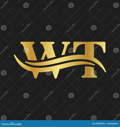 Wt Letter Logo Minimalist Wave Logotype Design Stock Vector