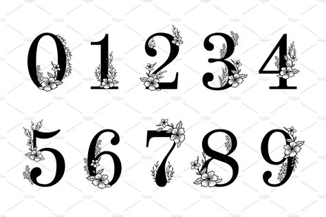 Flower ornate numbers. Elegant | Graphic design elements, Flower ...