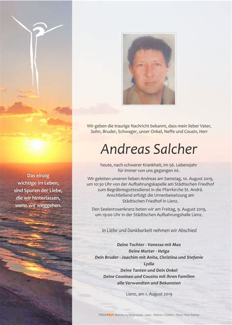 Todesanzeige Andreas Salcher Trauer Link