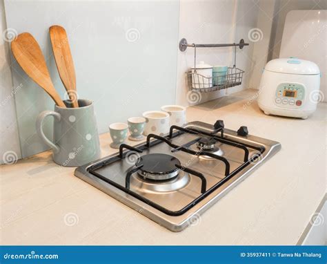 Kitchen Counter Of Stove Cooking Stock Image Image Of Decoration