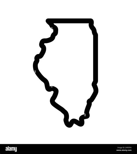 Illinois Il State Shape Map Outline Simplified Usa Vector Isolated On