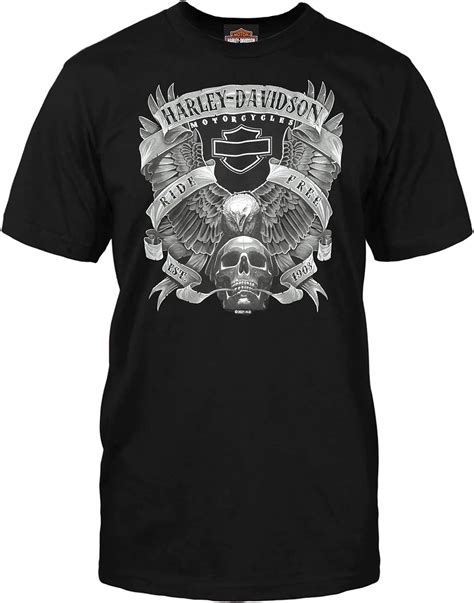 Harley Davidson Military Men S Black Skull Graphic T Shirt Raf