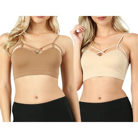 Thelovely Women Seamless Criss Cross Front Sports Bra Bralette With Removable Pads Walmart