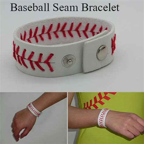 Softball Wristbands Baseball Leather Wrap Bracelet Men Sports Snap Closure Wristband Bangle For ...