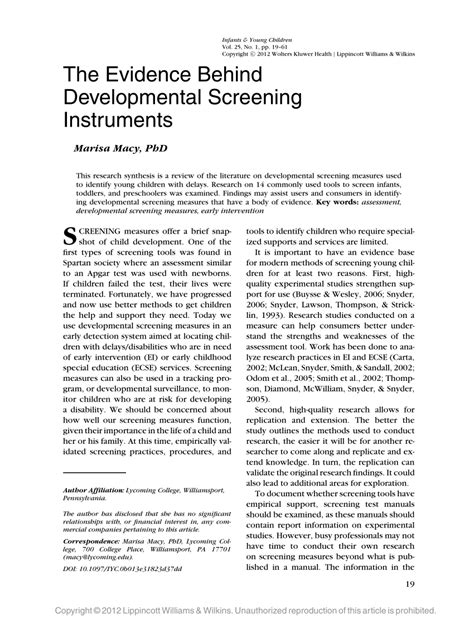 Pdf Developmental Screening In Your Community An Integrated Approach