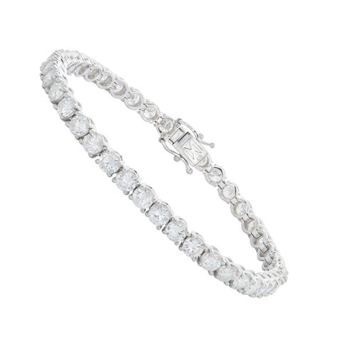 10 Carat White Diamond And White Gold Tennis Bracelet For Sale At