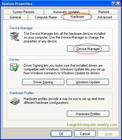 device manager kangtokkomputer