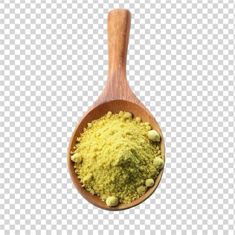 Premium Psd Turmeric Powder In Wooden Spoon Isolated On Transparent