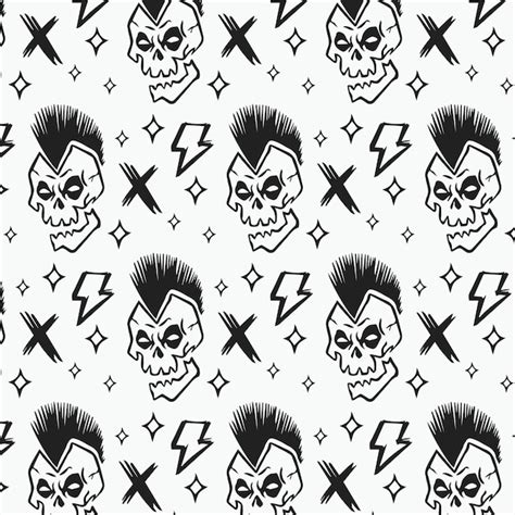 Premium Vector Hand Drawn Punk Rock Illustration Seamless Pattern