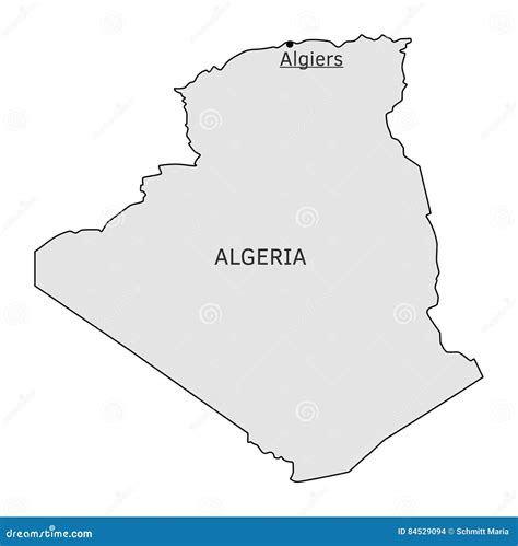 Algeria Silhouette Map With Algiers Capital Stock Vector Illustration