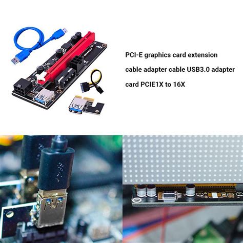 PCI E Riser Card PCI Express 1X To 16X Extender Adapter 4Pin 6Pin Power