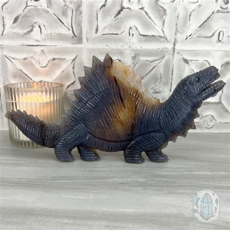 Agate With Quartz Stegosaurus Dinosaur Carving Eerie Mineral Co