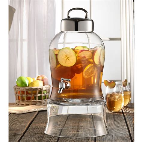 16 Gallon Bell Jar Glass Beverage Dispenser With Glass Stand