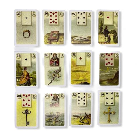 Kit Baralho Lenormand 36 Cartas Adaga Dourada Pedra Vermelha Submarino