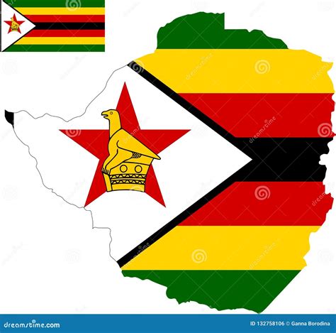 Mapa Del Vector De Zimbabwe Con La Bandera Fondo Aislado Blanco