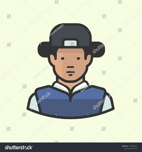 Asian Man Backward Baseball Cap Stock Vector Royalty Free