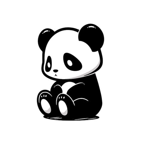 Un Panda Sentado Sobre Un Fondo Blanco Vector Premium