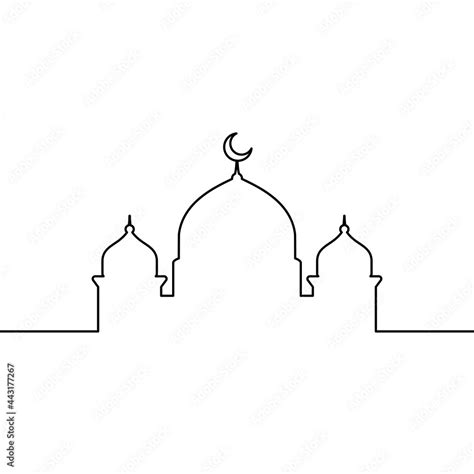 Mosque Line Art Vector Minimalist Design Islamic Ornament Background