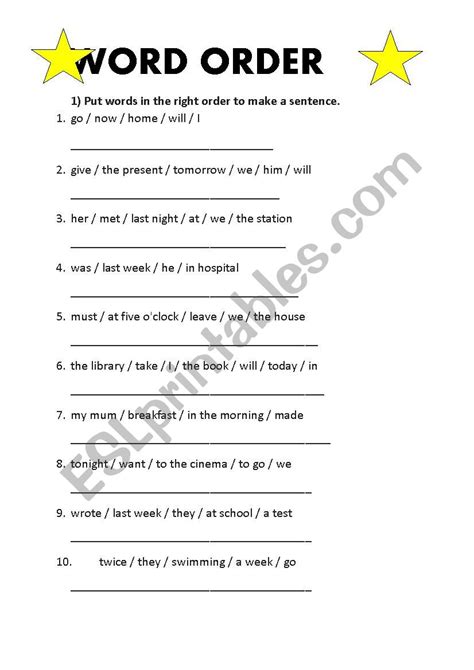 Word Order English Esl Worksheets For Distance Learning And Physical