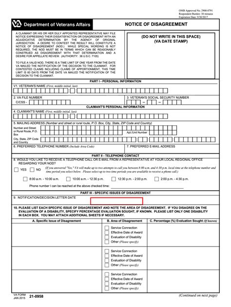 Notice Of Disagreement Va Form 21 0958 Pdf Fill Out And Sign Online Dochub