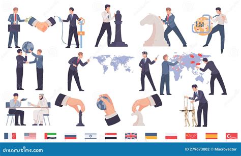 Global Politic Flat Set Stock Illustration Illustration Of