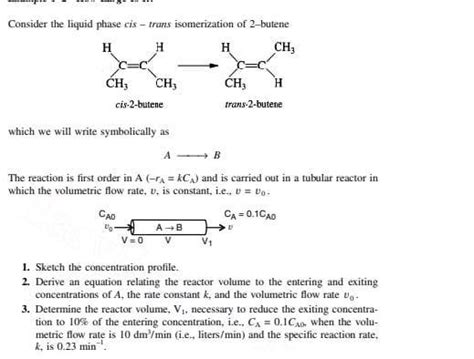 Solved Consider The Liquid Phase Cis Trans Isomerization Chegg