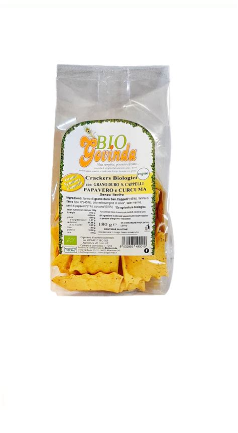 Crackers Biologici Di Grano Duro Sen Cappelli Con Curcuma E Semi Di