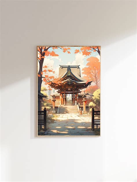 Japanese Temple Print Japanese Temple Painting Japanese Etsy