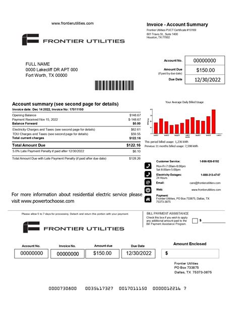 Frontier Utilities Texas Utility Bill Template Mbcvirtual