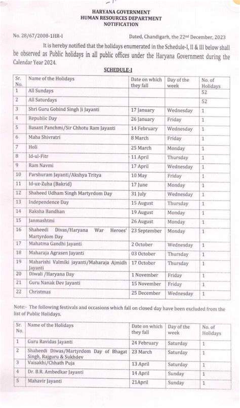 Holiday Calendar Haryana Government Holiday Inez Reggie