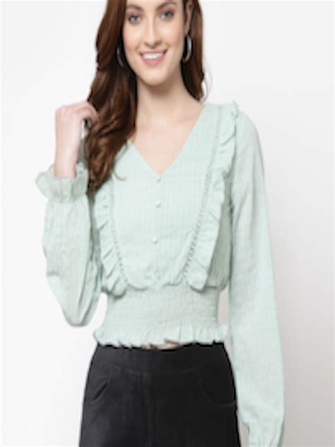 Buy Mafadeny Green Blouson Crop Top Tops For Women 17725382 Myntra