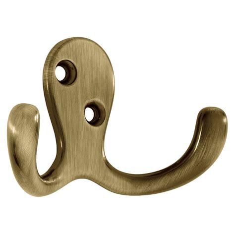 Hooks Collection Double Prong Robe Hook In Antique Brass By Liberty