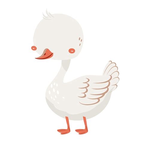 Ilustración de dibujos animados de un pato blanco con un pico rojo de