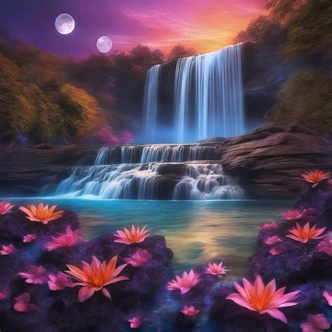 Premium Photo 3d Waterfall Wallpaper