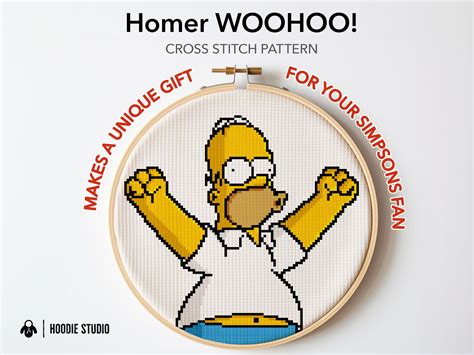 Cross Stitch Pattern: Homer Simpson WOOHOO DIY Meme, Fun & Easy ...