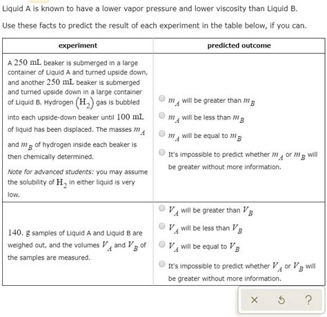 SOLVED Liquid A Is Known To Have A Lower Vapor Pressure And Lower