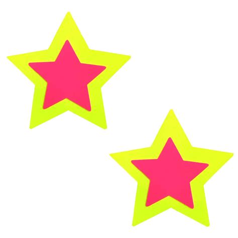 Neva Nude Neon Yellow Double Starburst Blacklight Starry Nights Nipztix Pasties Nipple Cover Etsy