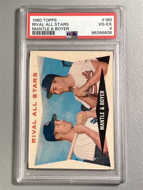 Topps Baseball Rival All Stars Mickey Mantle Ken Boyer Psa