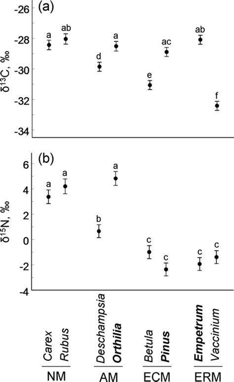 Variation In Foliar δ¹³c A And δ¹⁵n B Values Among Evergreen