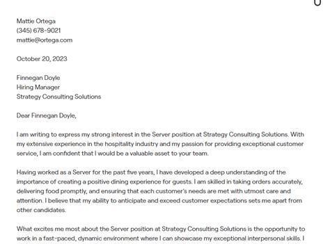 1 Server Cover Letter Examples With In Depth Guidance