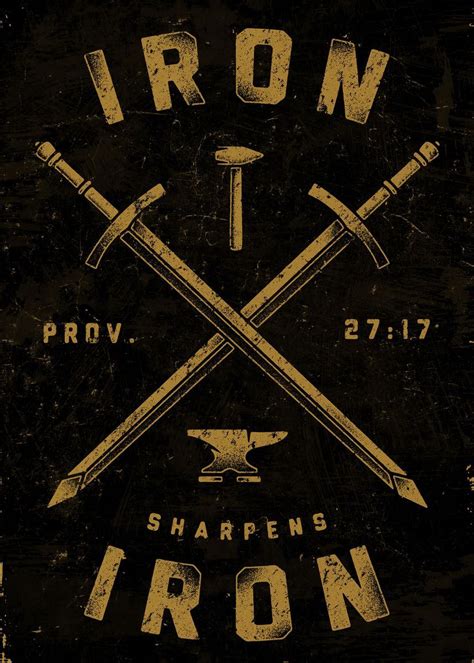 An Old Poster With Two Crossed Swords And The Words Iron Prov Sharpens