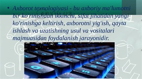 Axborot Texnalogiyasi Tushunchasi Va Klassifikatsiyasi Informatika Va